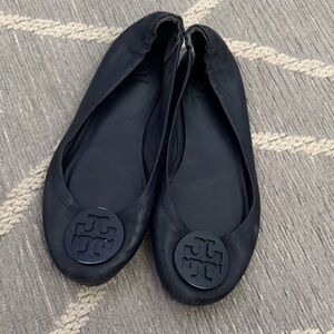 Tory Burch Navy Leather Flats